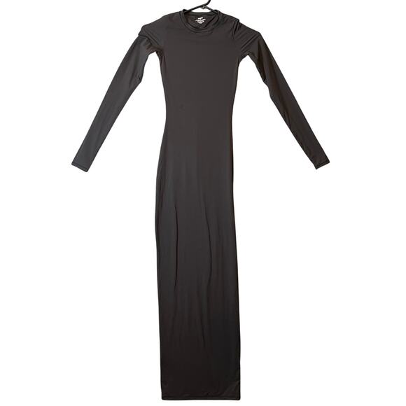 SKIMS Fits Everybody Crew Neck Long Sleeve Dress Size XXS Black - Picture 1 of 5